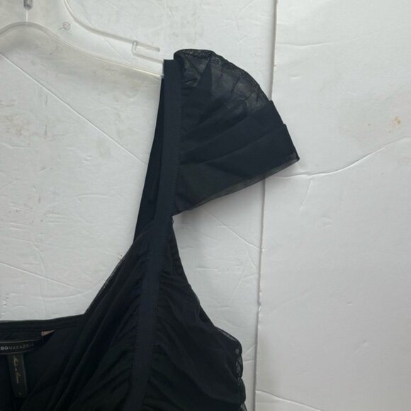 BCBGMAXAzria NEW Shirre Princess Ruched Whimsi Goth Sheer Mesh Bustier Top Zip L - Picture 5 of 16